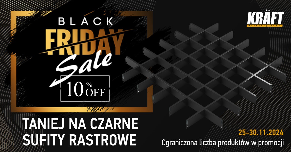 Black Friday -10% na czarne sufity rastrowe