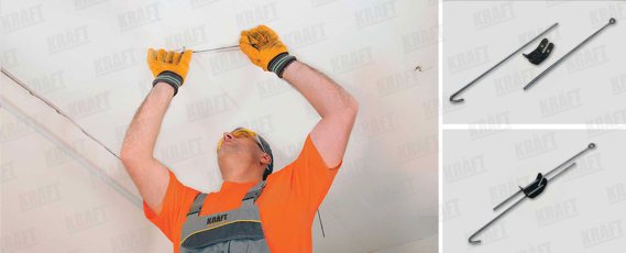 Instrukcja do samodzielnego montażu sufitu podwieszanego KRAFT: Oznakowanie i montaż zawieszeń dla głównego profilu o długości 2400 mm