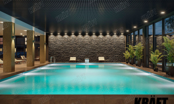 Grilyato we wnętrzu basenu prywatnego domu