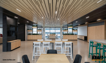 Suspended ceiling with a non-standard cube rail and a KRAFT metal plates (+6 photos)