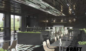 Design solution with multi-level rail for cafe (+5 photos)