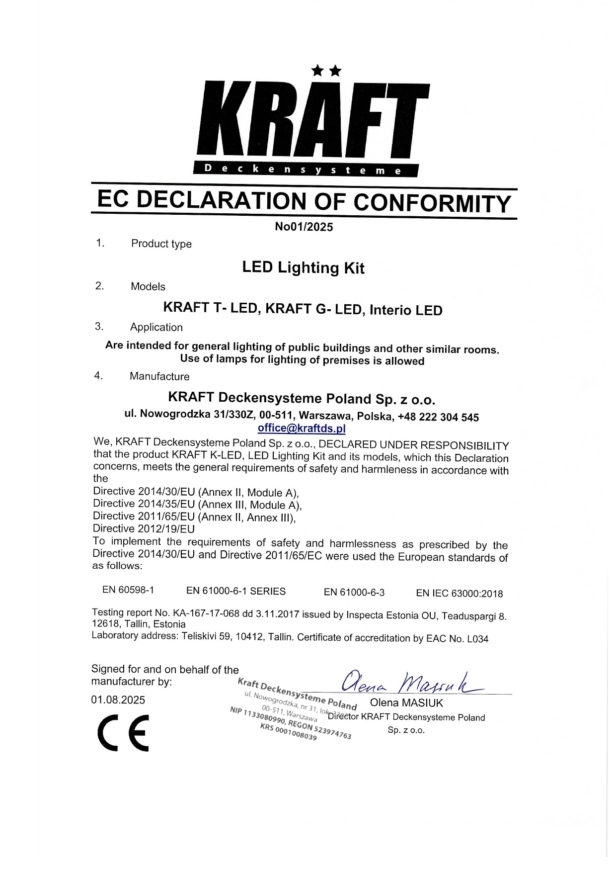 Deklaracja KRAFT LED